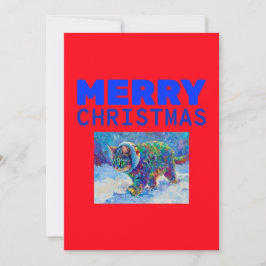 Katze im Schnee mit Ohrenschützern  Feiertagskarte