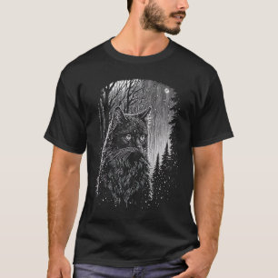Katze im schneebedeckten Wald T-Shirt