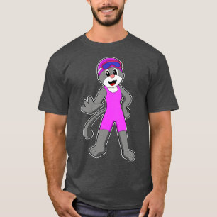 Katze im Schwimmen mit Badeanzug T-Shirt