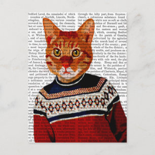 Katze im Ski Sweater 2 Postkarte