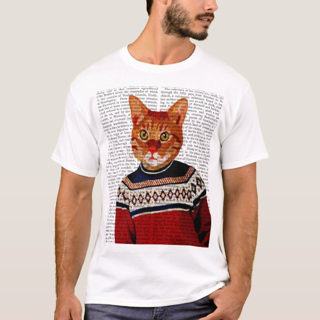 Katze im Ski Sweater 2 T-Shirt (Vorderseite)