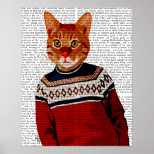 Katze im Ski Sweater Poster