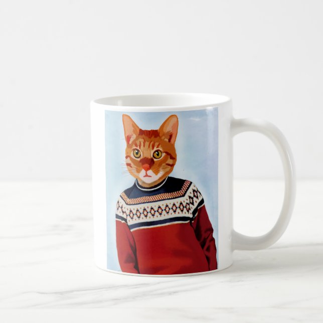 Katze im Ski Sweater Tasse (Rechts)