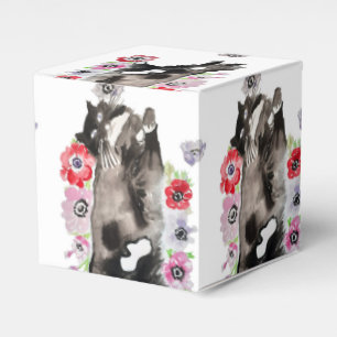 Katze im Smoking Schwarz Weiß Katzen Geburtstagsge Geschenkschachtel