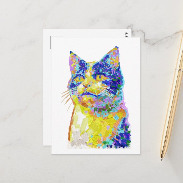 Katze im Sonnenlicht Postkarte (Vorderseite/Rückseite Beispiel)