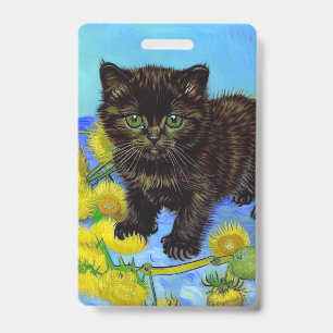 Katze im Stil von Van Gogh mit Sonnenblumen Ausweis