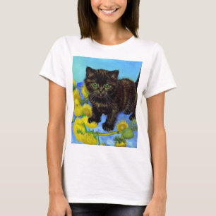 Katze im Stil von Van Gogh mit Sonnenblumen T-Shirt