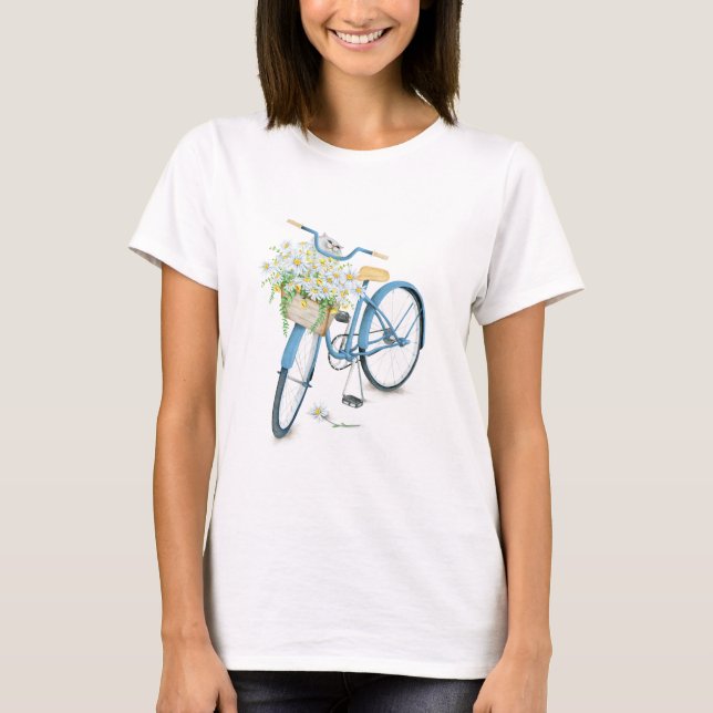 Katze im Stumpfbukett auf dem Fahrrad T-Shirt (Vorderseite)