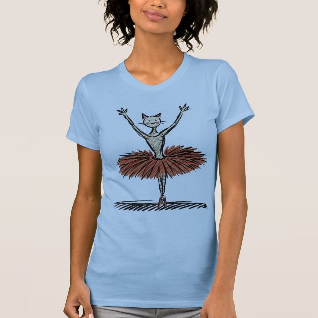 Katze im tanzenden Ballett T-Shirt (Vorderseite)