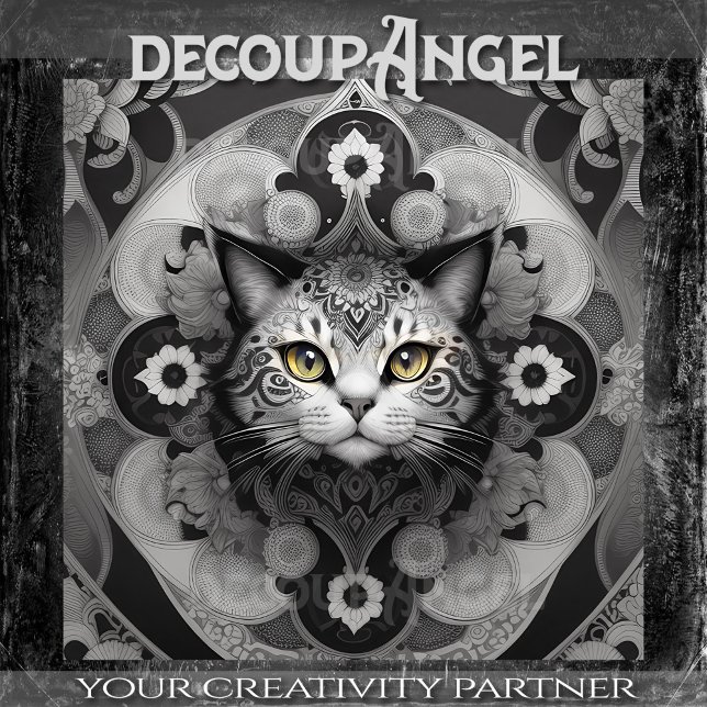 Katze im Tattoo-Style -Decoupage- Seidenpapier (Von Creator hochgeladen)