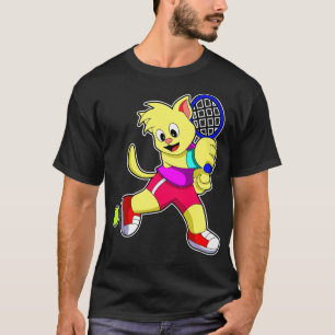Katze im Tennis mit Tennisschläger Tennisball T-Shirt