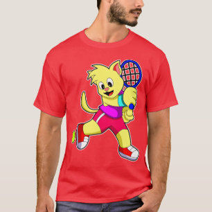 Katze im Tennis mit Tennisschläger Tennisball T-Shirt