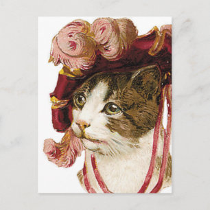 Katze im viktorianischen Hut Postkarte