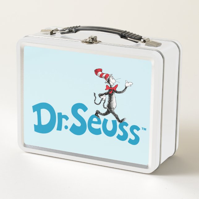 Katze im Vintagen Hutlogo Metall Brotdose (Vorderseite)