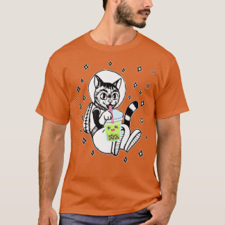 Katze im Weltraum Boba Tea Bubble Anime Kawaii 708 T-Shirt