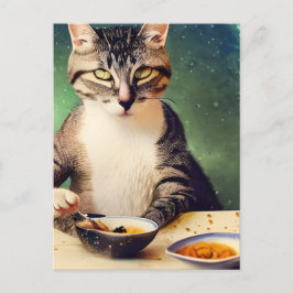 Katze im Weltraum Eating AI Generierte Kunst Postkarte