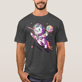 Katze im Weltraum Funny Cat Geschenk Retro Vintag T-Shirt