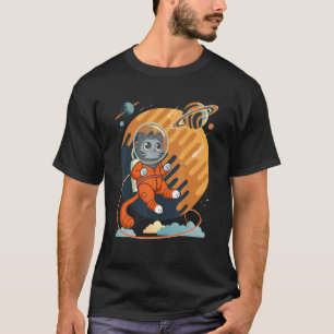 Katze im Weltraum Space Cat Nerdy 3 T-Shirt