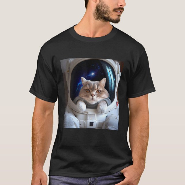 Katze im Weltraum T-Shirt (Vorderseite)