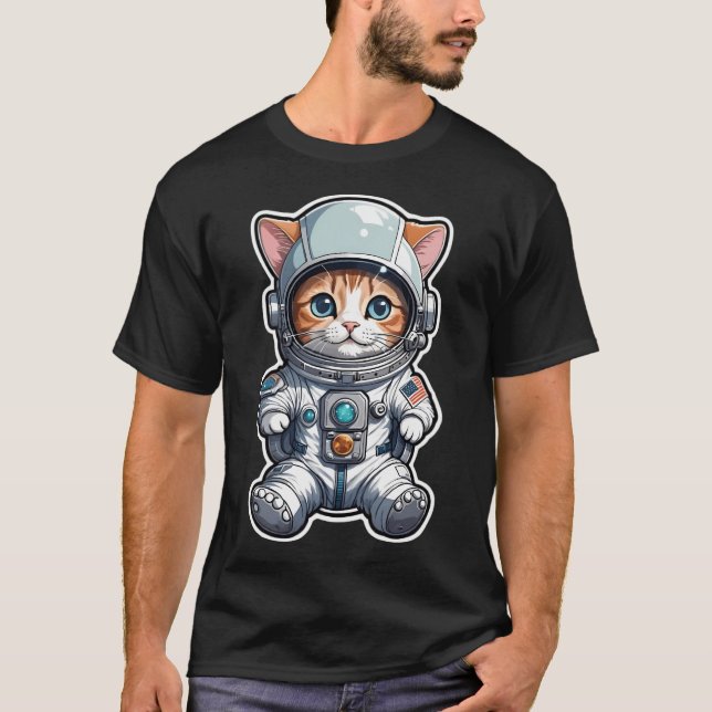 Katze im Weltraum T-Shirt (Vorderseite)