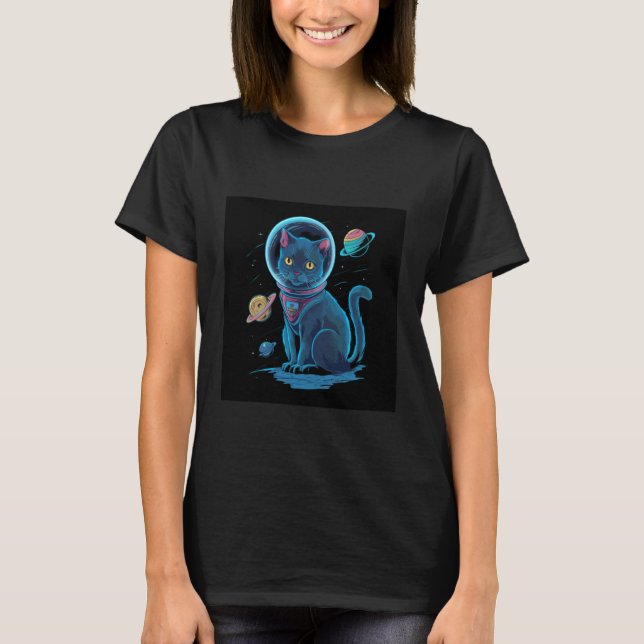 Katze im Weltraum T-Shirt (Vorderseite)