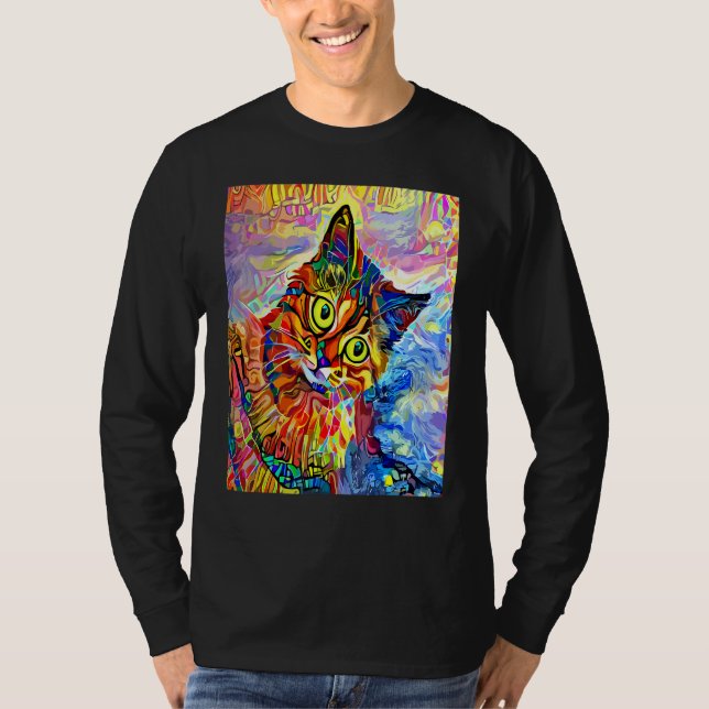 KATZE IMPRESSIONIST Kätzchen Kitty Katze  Mama Pap T-Shirt (Vorderseite)