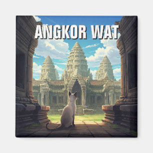 Katze in Angkor Wat Kambodscha Magnet
