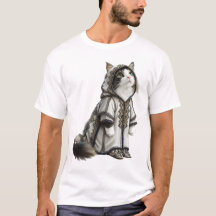 Katze in authentisch besticktem Selham betrachten