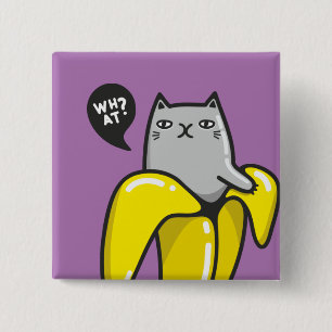 Katze in Banane Button