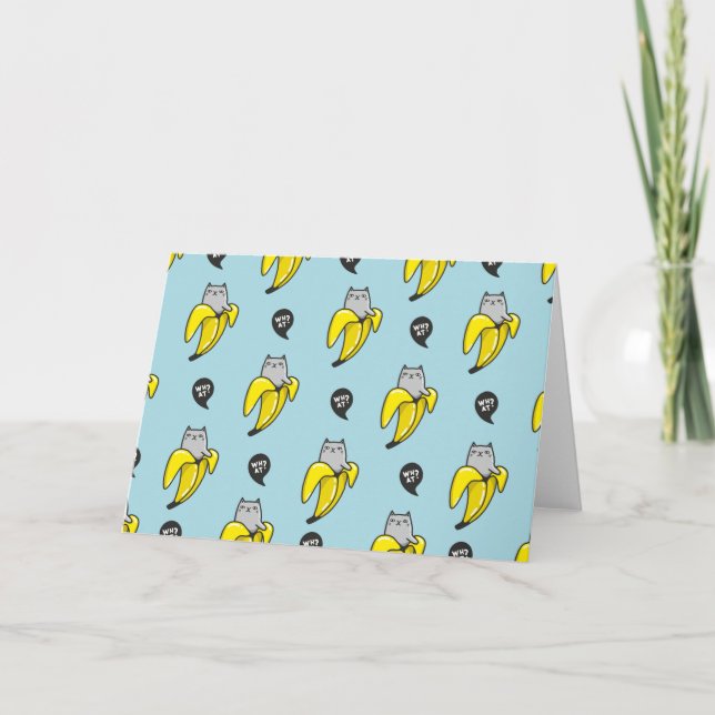 Katze in Banane Einladung (Vorderseite)