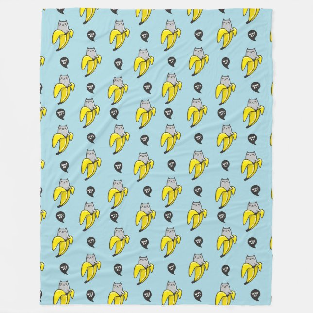 Katze in Banane Fleecedecke (Vorderseite)