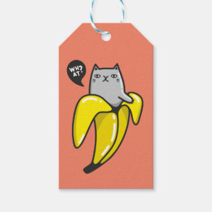 Katze in Banane Geschenkanhänger