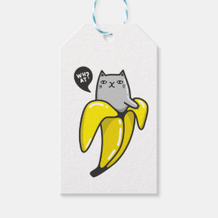 Katze in Banane Geschenkanhänger