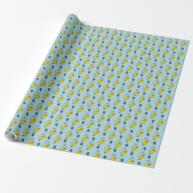Katze in Banane Geschenkpapier (Ungerollt)