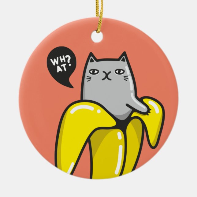 Katze in Banane Keramik Ornament (Vorne)