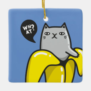 Katze in Banane Keramikornament