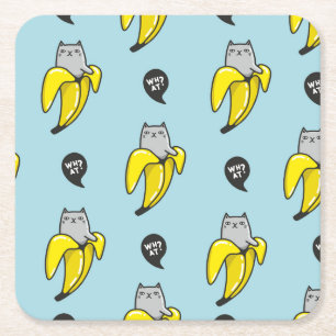 Katze in Banane Rechteckiger Pappuntersetzer
