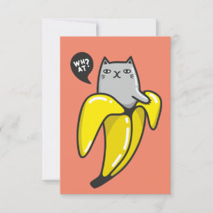 Katze in Banane RSVP Karte