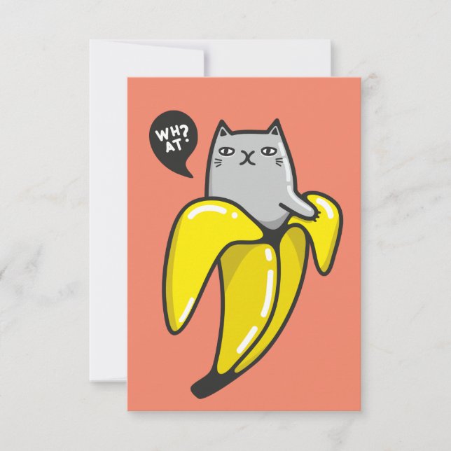 Katze in Banane RSVP Karte (Vorderseite)
