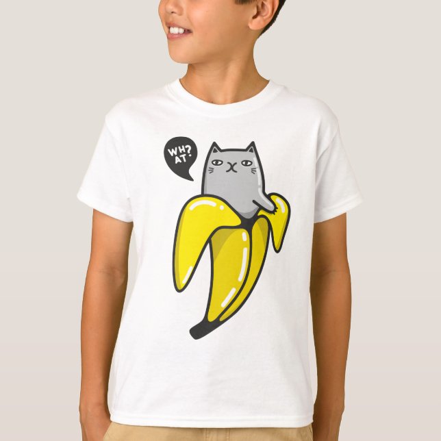 Katze in Banane T-Shirt (Vorderseite)
