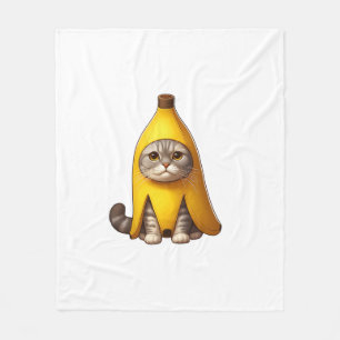 Katze in Bananenkostüm Fleecedecke