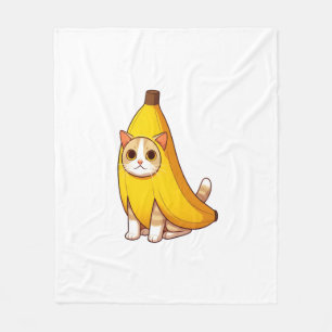 Katze in Bananenkostüm Fleecedecke