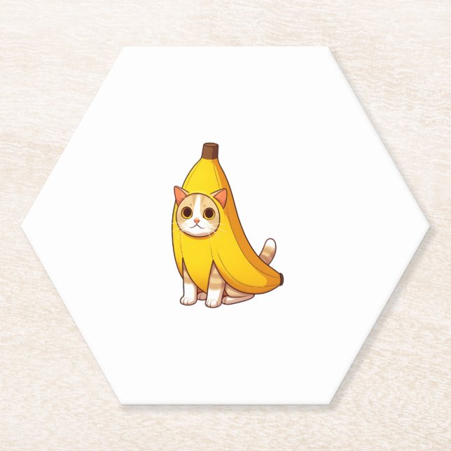 Katze in Bananenkostüm Untersetzer (Vorderseite)