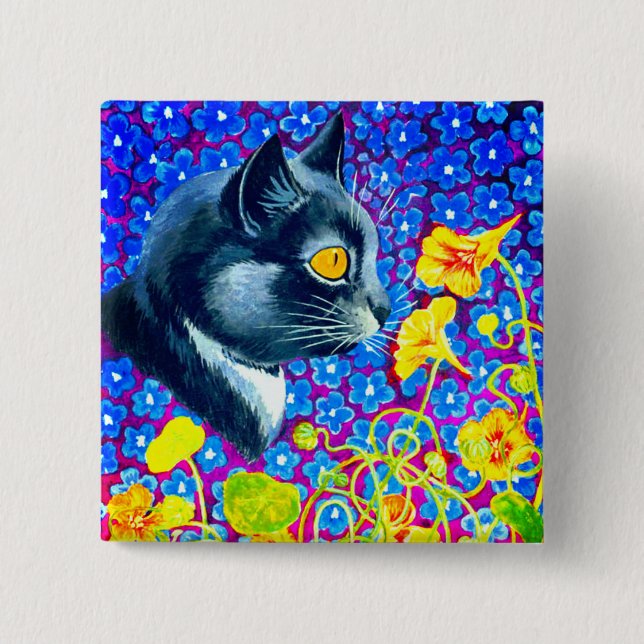 Katze in Blume Button (Vorderseite)