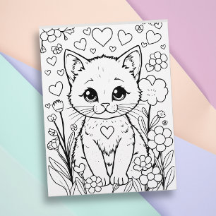 Katze in Blume Farbseite