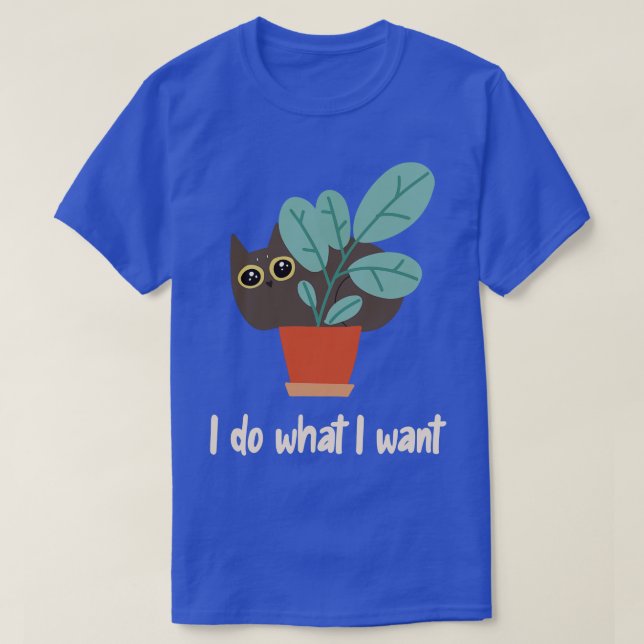 Katze in Blume Ich tue, was ich BohoStyle Gewollt  T-Shirt (Design vorne)