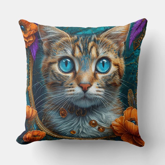 Katze in Blume Kissen (Vorderseite)