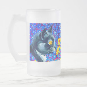 Katze in Blume Mattglas Bierglas