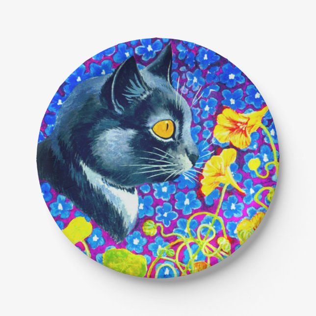 Katze in Blume Pappteller (Vorderseite)