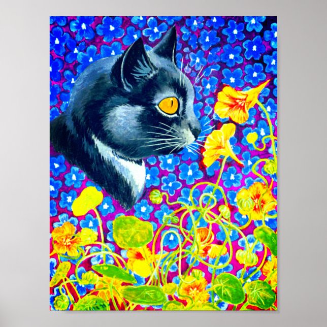 Katze in Blume Poster (Vorne)